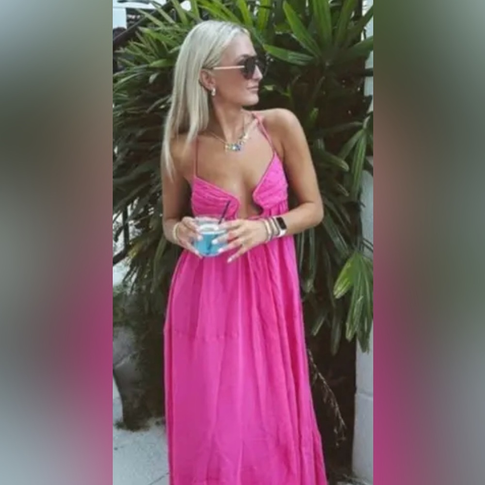 Zara Vibrant Pink Maxi Dress - Picture 6 of 12